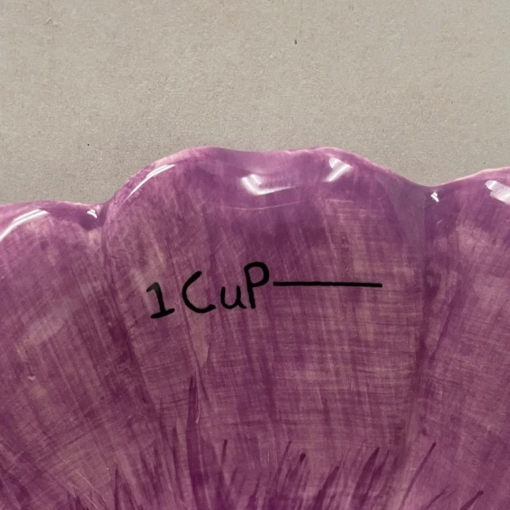 Pier 1 Imports Purple Flower Ceramic 1 Cup Measuring Prep Bowl Dishwasher Safe
